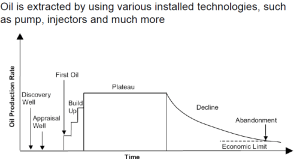 Evolución esquemática del ritmo de producción de un yacimiento (Fuente: ref. 767)